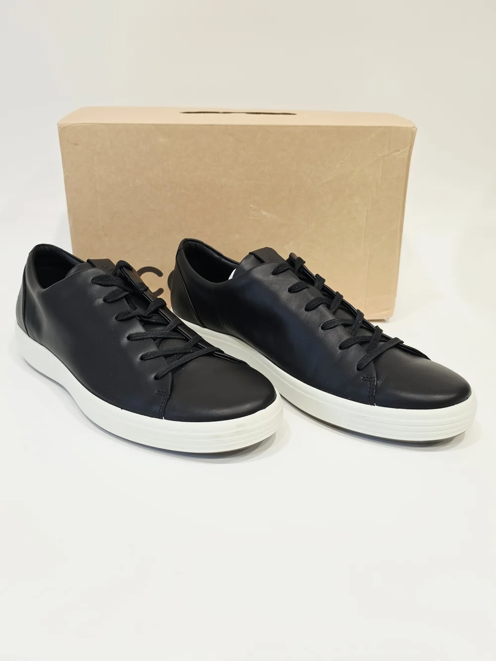 Ecco Soft 7 Mens Black Leather Low-Top Sneakers Size EU 46 / US 12-12.5